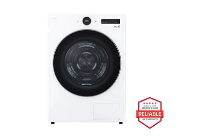 Lg WM6500HWADLHC5502WWD300CWWDP6W 5.0 cu. ft. Front Load Washer and 7.8 cu. ft. Heat Pump Ventless Dryer with pedestal washer and drawer in White