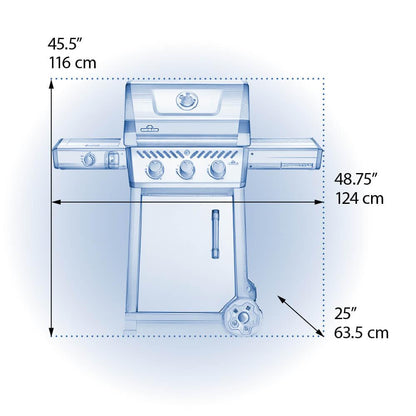 Napoleon Bbq F365DSBPGTECP Freestyle 365 SB with Range Side Burner , Propane, Graphite Grey