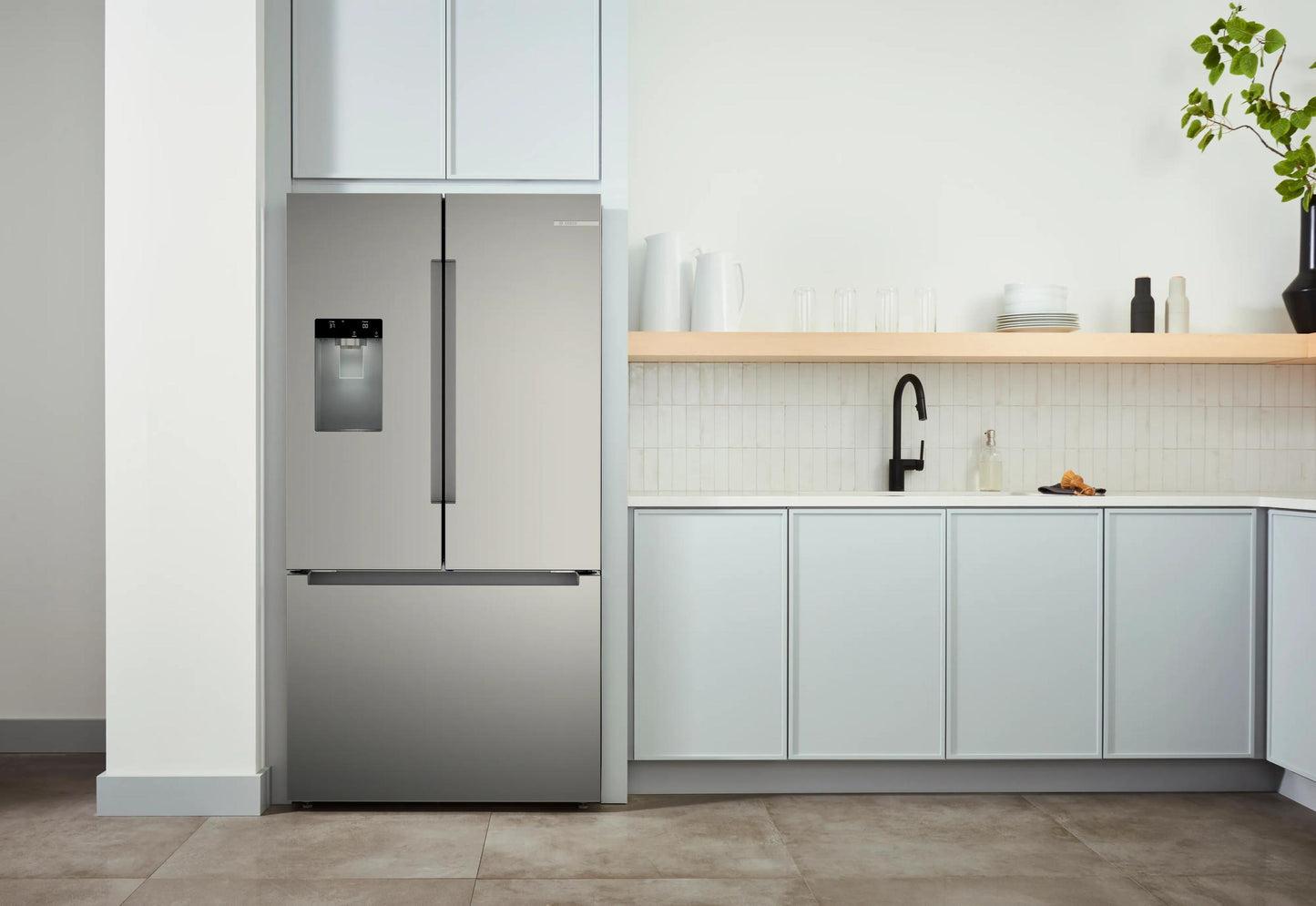 Bosch B36CD10ENS 100 Series, French Door Bottom freezer, multi door, 36'', Brushed steel (with anti-fingerprint), Total No Frost