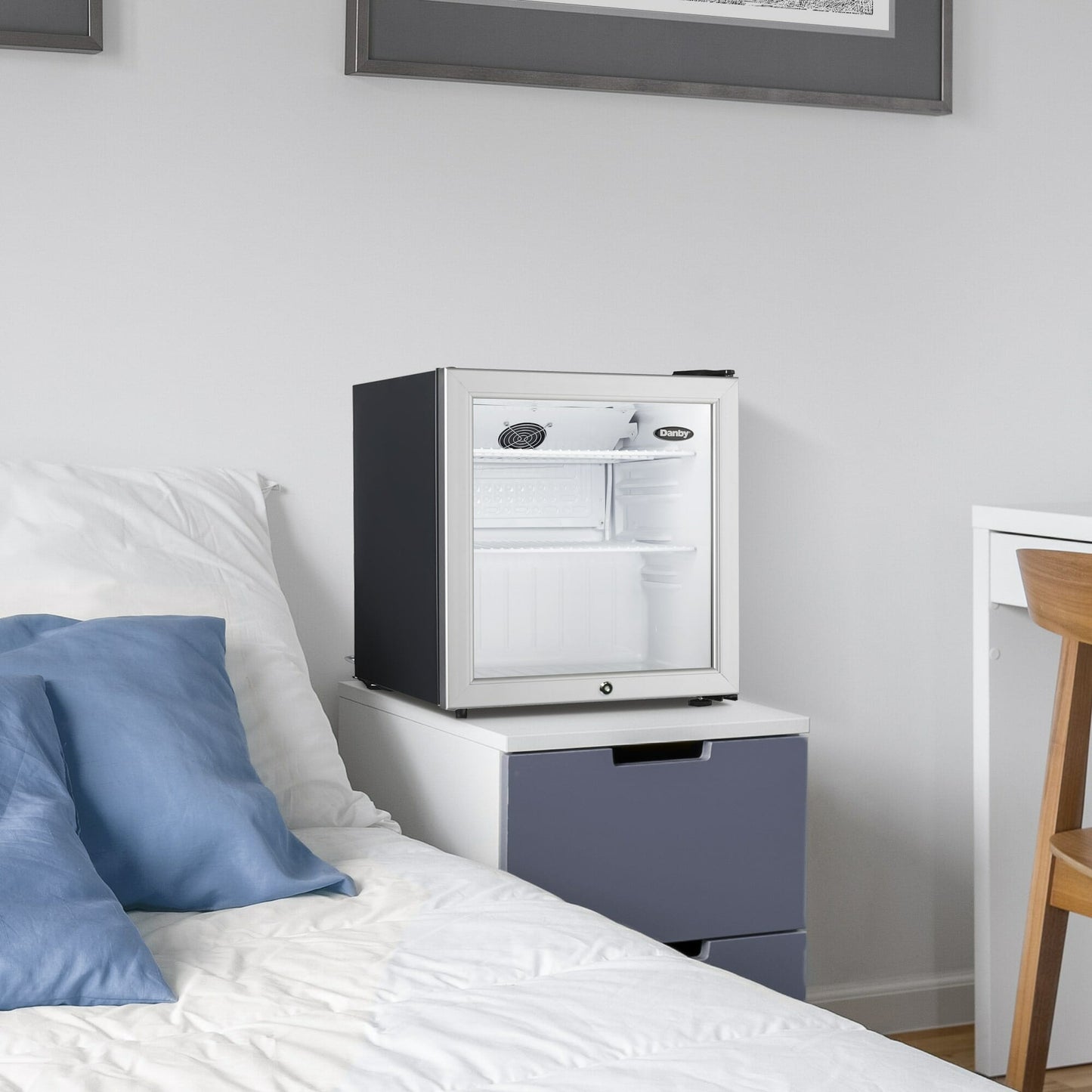 DAG016A2BDB Danby 1.6 cu. ft. Compact Glass Door Fridge in Platinum