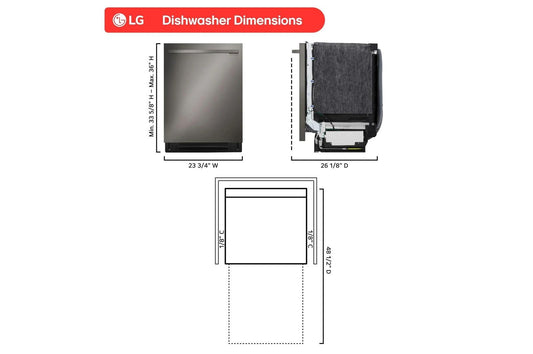 Lg LDNTM545D Smart FlushFit™ Top Control Dishwasher with 1-Hour Wash & Dry, QuadWash® Pro, and Dynamic Heat Dry™ w/AutoVent Dry™