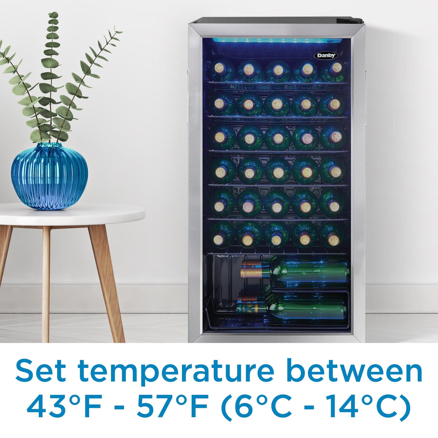 DWC036A1BSSDB6 Danby 36 Bottle Free-Standing Wine Cooler in Stainless Steel