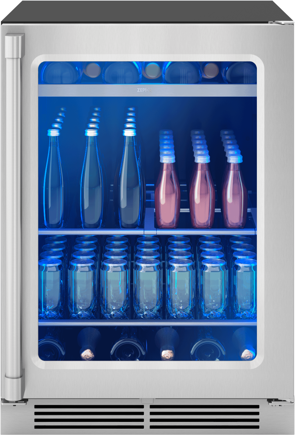 Zephyr PRPB24C01BG Presrv Pro Beverage Cooler, 24in Under Cabinet, SS+Glass, Reverse Door, 1 Zone