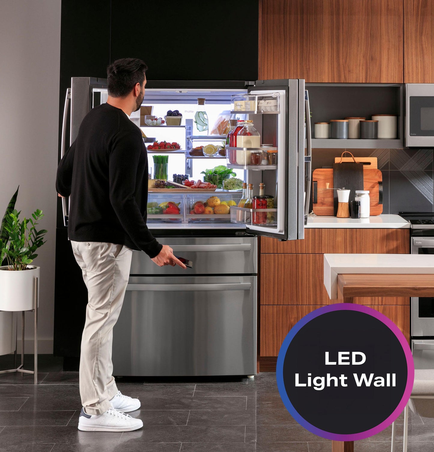 PXD22BYPFS GE Profile™ 22.4 Cu. Ft. Smart Counter-Depth Fingerprint Resistant 4-Door French-Door Refrigerator with Door In Door