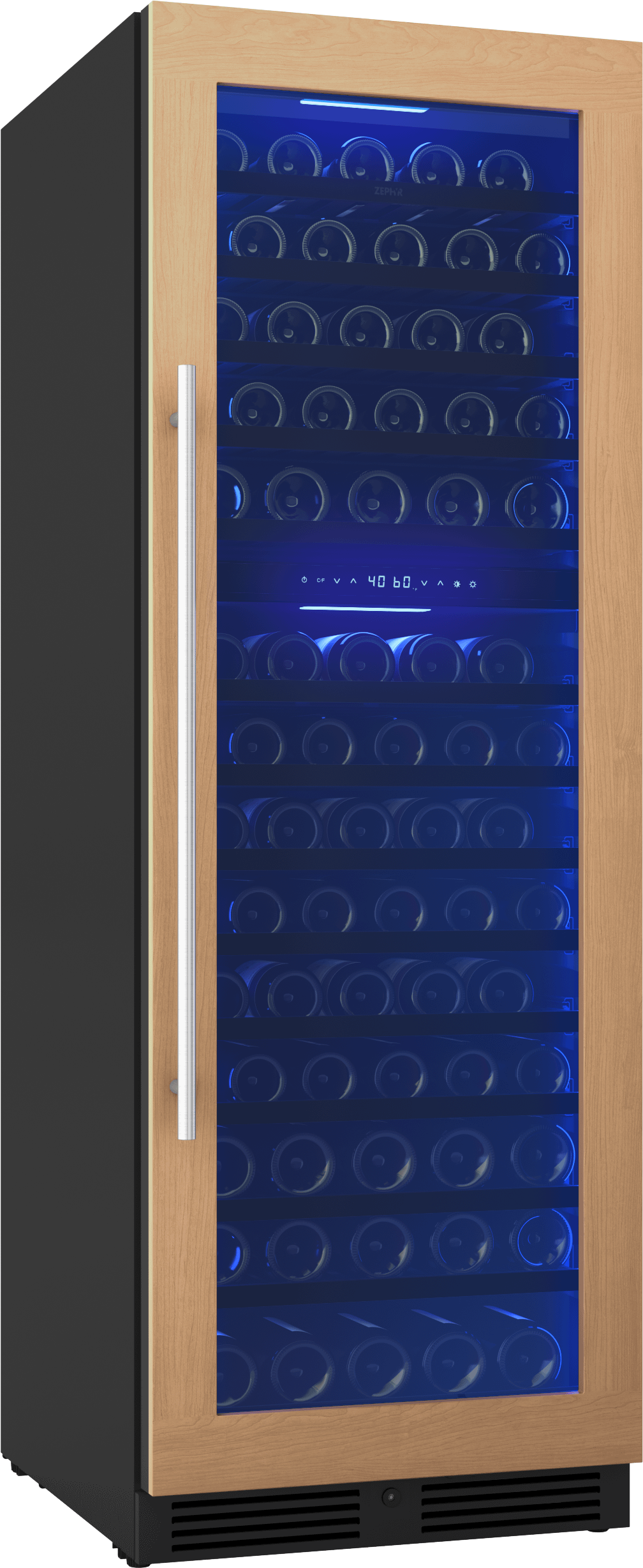 Zephyr PRW24F02CPG Presrv Wine Cooler, 24in Full Size, Panel Ready+Glass, Reversible Door, 2 Zone