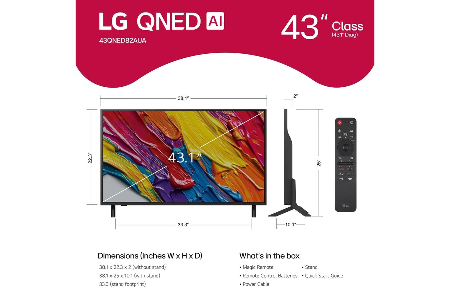Lg 43QNED82AUA 43 Inch Class LG QNED AI QNED82A 4K Smart TV 2025