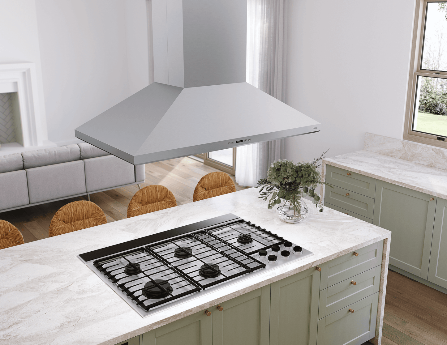 Zephyr ZSLE36DS Siena Pro, Island, 36", SS, LED, ACT