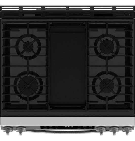 GGS500SVSS GE® 30" Slide-In Front Control Gas Range with Crisp Mode