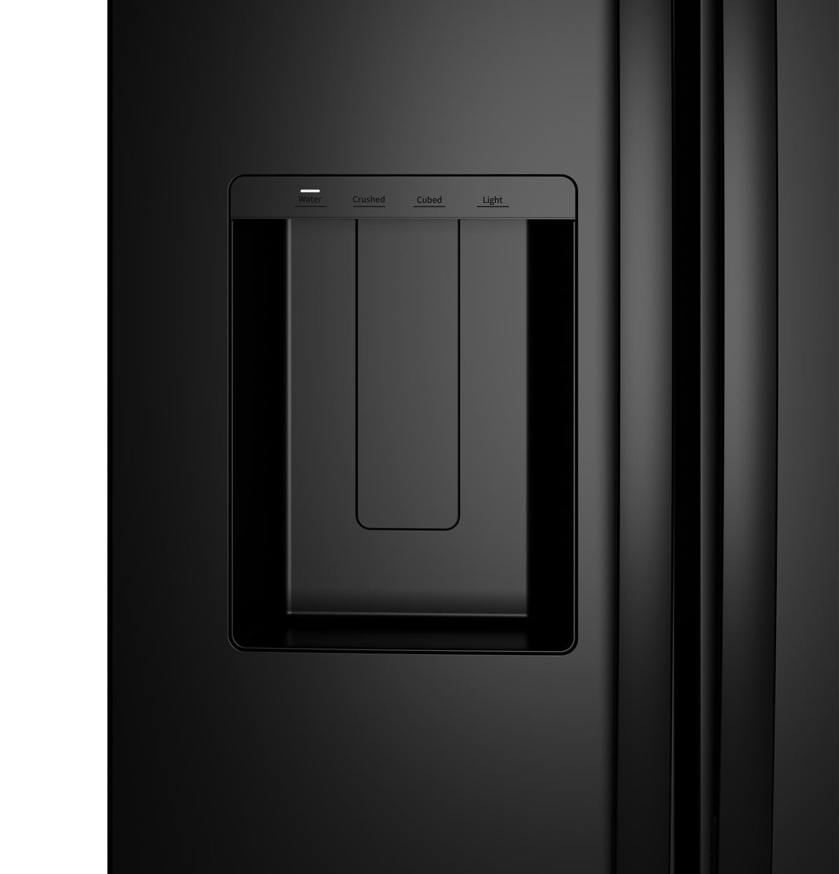 GZS24NGYBB GE® 23.6 Cu. Ft. Counter-Depth Side-By-Side Refrigerator with Extra Tall Dispenser and In-Door Icemaker