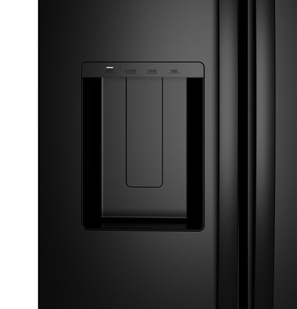 GZS24NGYBB GE® 23.6 Cu. Ft. Counter-Depth Side-By-Side Refrigerator with Extra Tall Dispenser and In-Door Icemaker