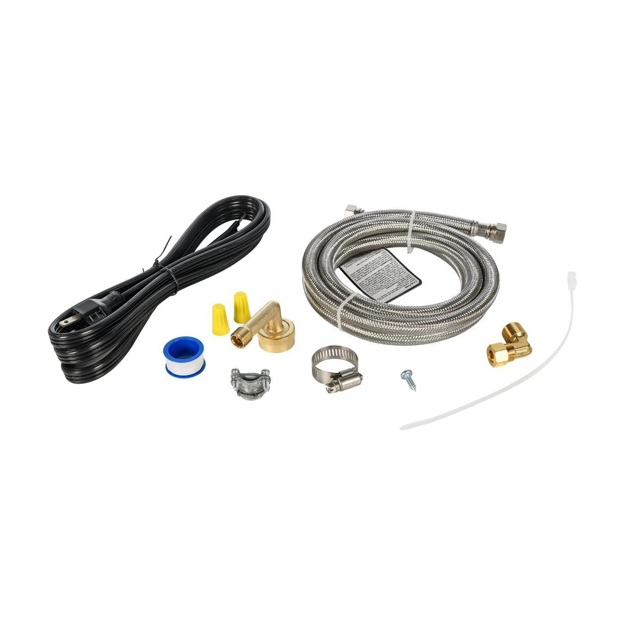 Electrolux 5304503928 Dishwasher Water Line Kit that Includes a 6' Stainless Steel Braided Water Line, a 3/4" Garden Hose Elbow, Power Cord and Hardware