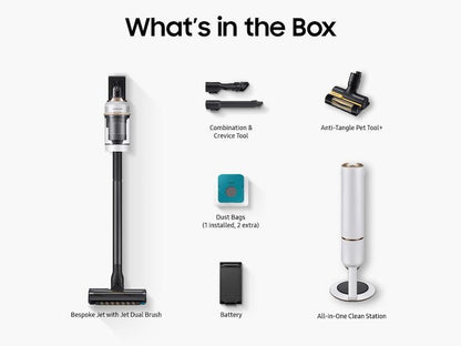 Samsung VS20A9582VW Bespoke Jet™ Pet Cordless Stick Vacuum with All-in-One Clean Station® in Misty White