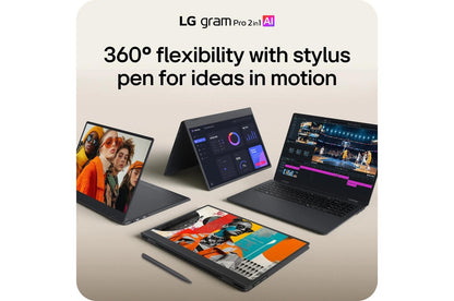 16T95TPKAA77U1 LG gram Pro 2-in-1 16 Inch, Windows 11 Home, Lightweight Dual AI Laptop, Intel® Core™ Ultra 7, 16GB RAM, 1TB SSD, Black