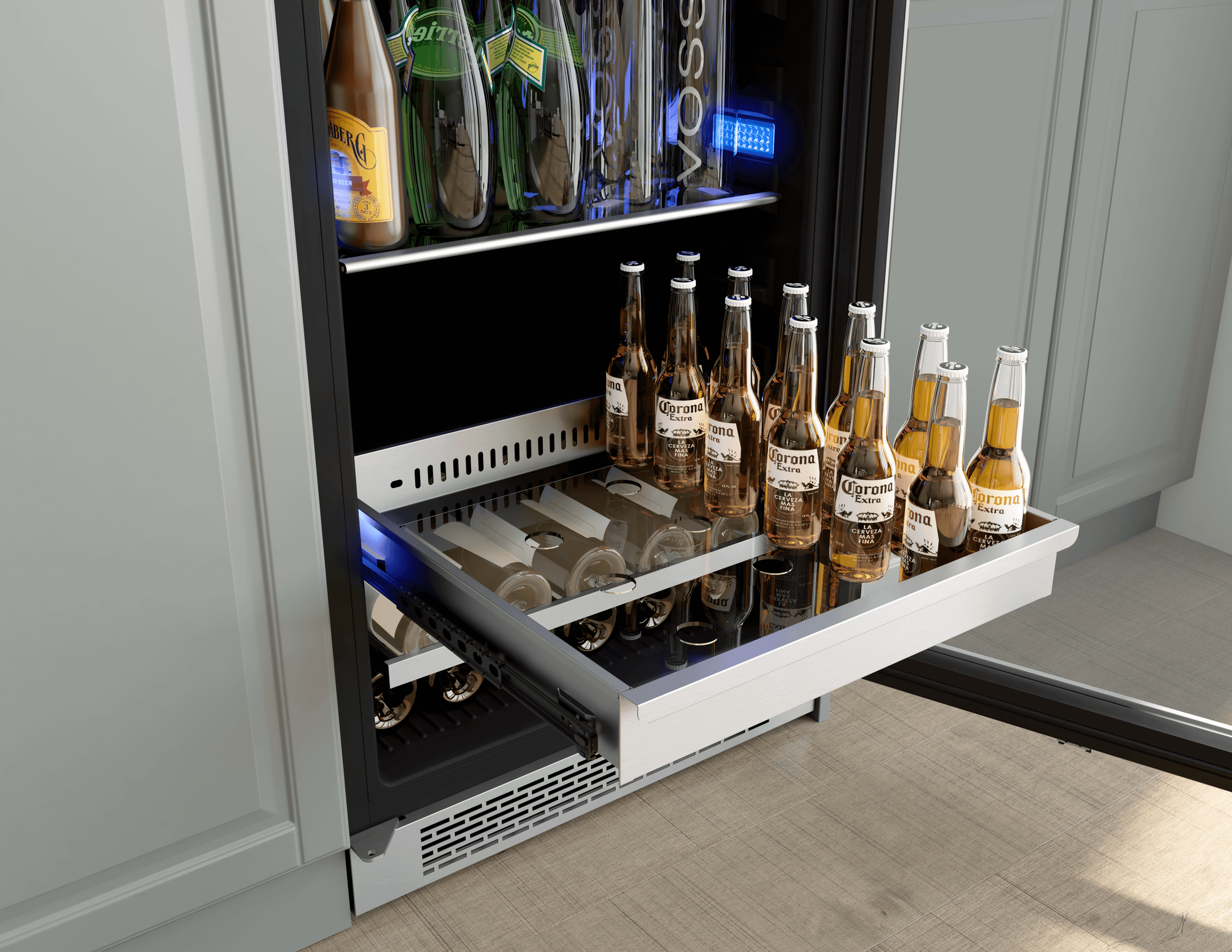 Zephyr PRWB24F02AG Presrv Wine and Beverage Cooler, 24in, Full Size, SS+Glass, Reversible Door, 2 Zones