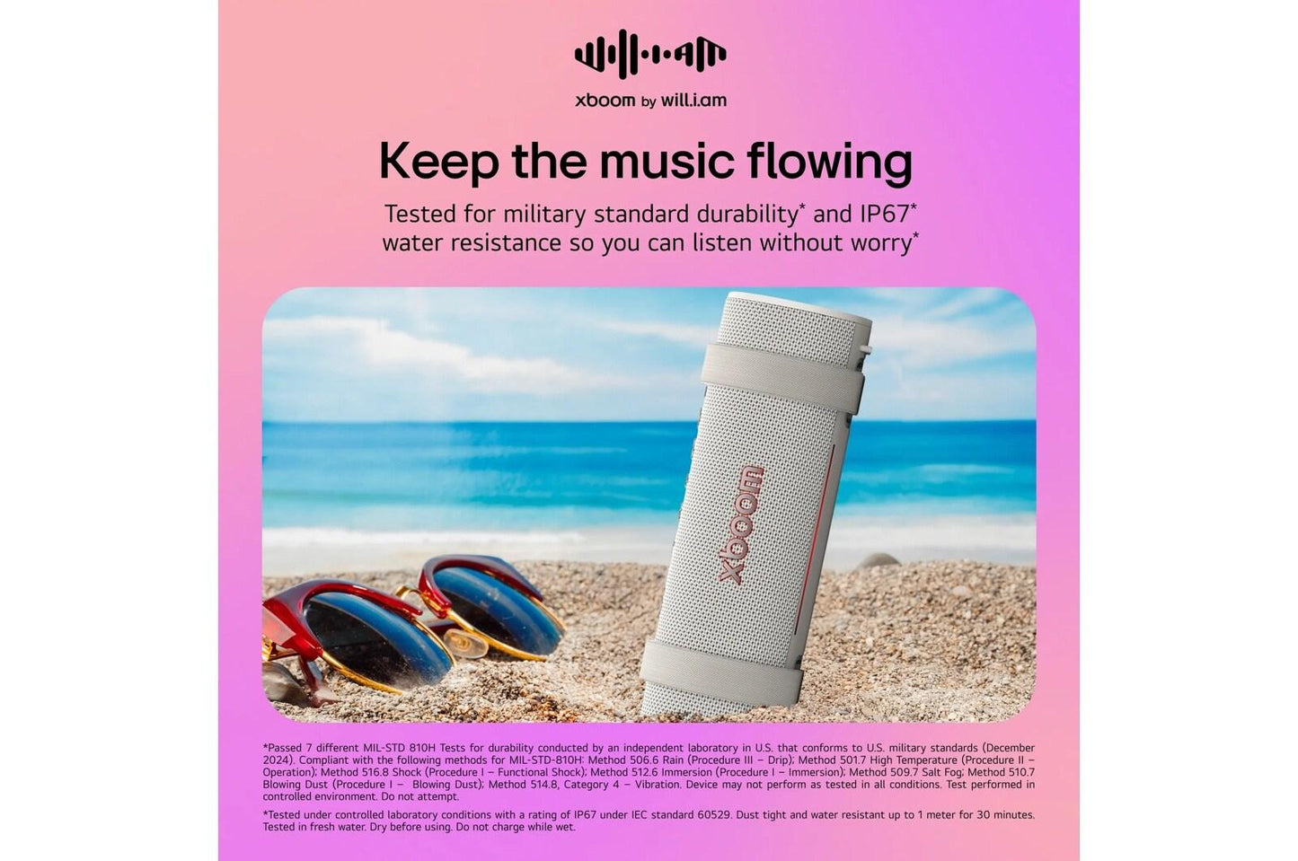 GRABAUSALWG LG xboom Grab by will.i.am  Bluetooth Speaker  xboom Signature Sound with IP67 Dust & Water Resistance and 20-hrs of Battery Life, Warm Grey