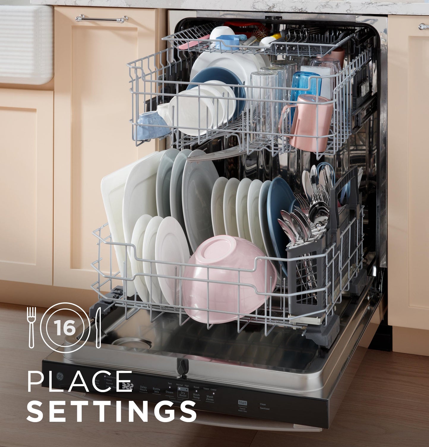 GDP670SYVFS GE® ENERGY STAR® Fingerprint Resistant Top Control with Stainless Steel Interior Dishwasher with Sanitize Cycle
