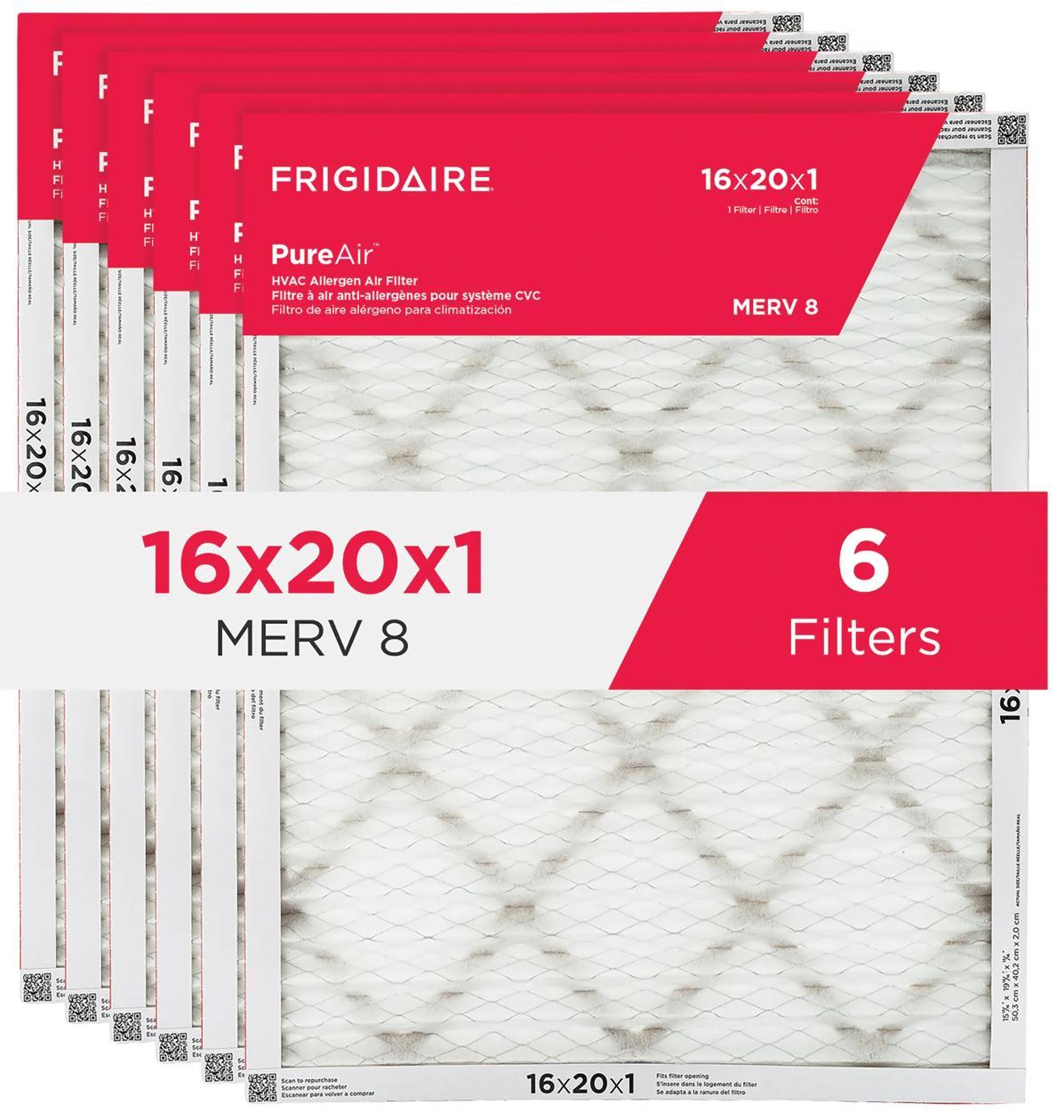 Frigidaire HVAC162086 PureAir® 16" x 20" x 1" MERV 8 Allergen Air Filter - 6 Pack