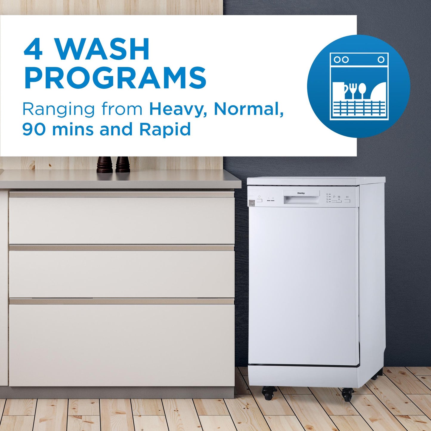 DDW1805EWP Danby 18" Wide Portable Dishwasher in White
