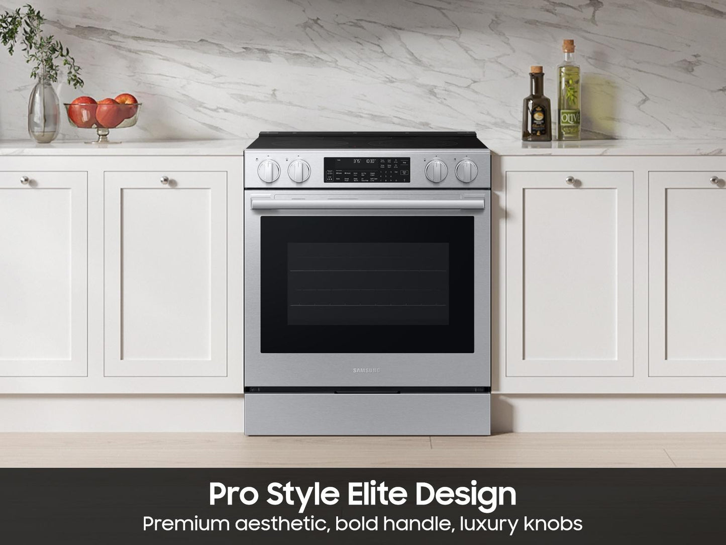 Samsung NSE90H63SR Bespoke Smart Slide-in Electric Range Pro Style Elite Design  Illuminated Knobs  Air Fry Max