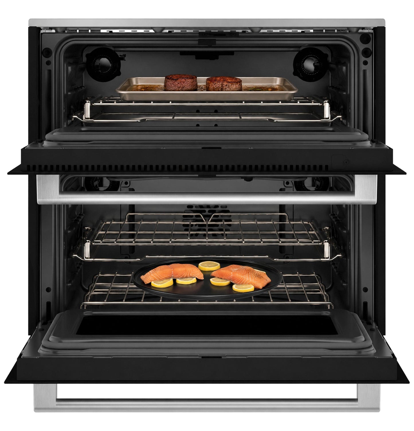 Cafe CTS92DM2ZS5 CAF(EBACK)™ 30" Duo Smart Single Wall Oven in Platinum Glass