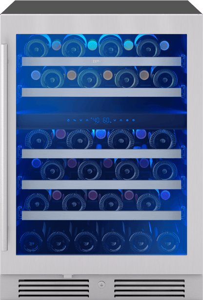 Zephyr PRW24C02CG Presrv Wine Cooler, 24in UC, SS+Gls, Rvs Door, 2Z