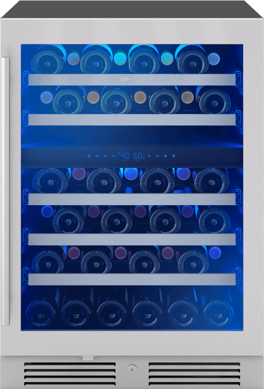 Zephyr PRW24C02CG Presrv Wine Cooler, 24in UC, SS+Gls, Rvs Door, 2Z