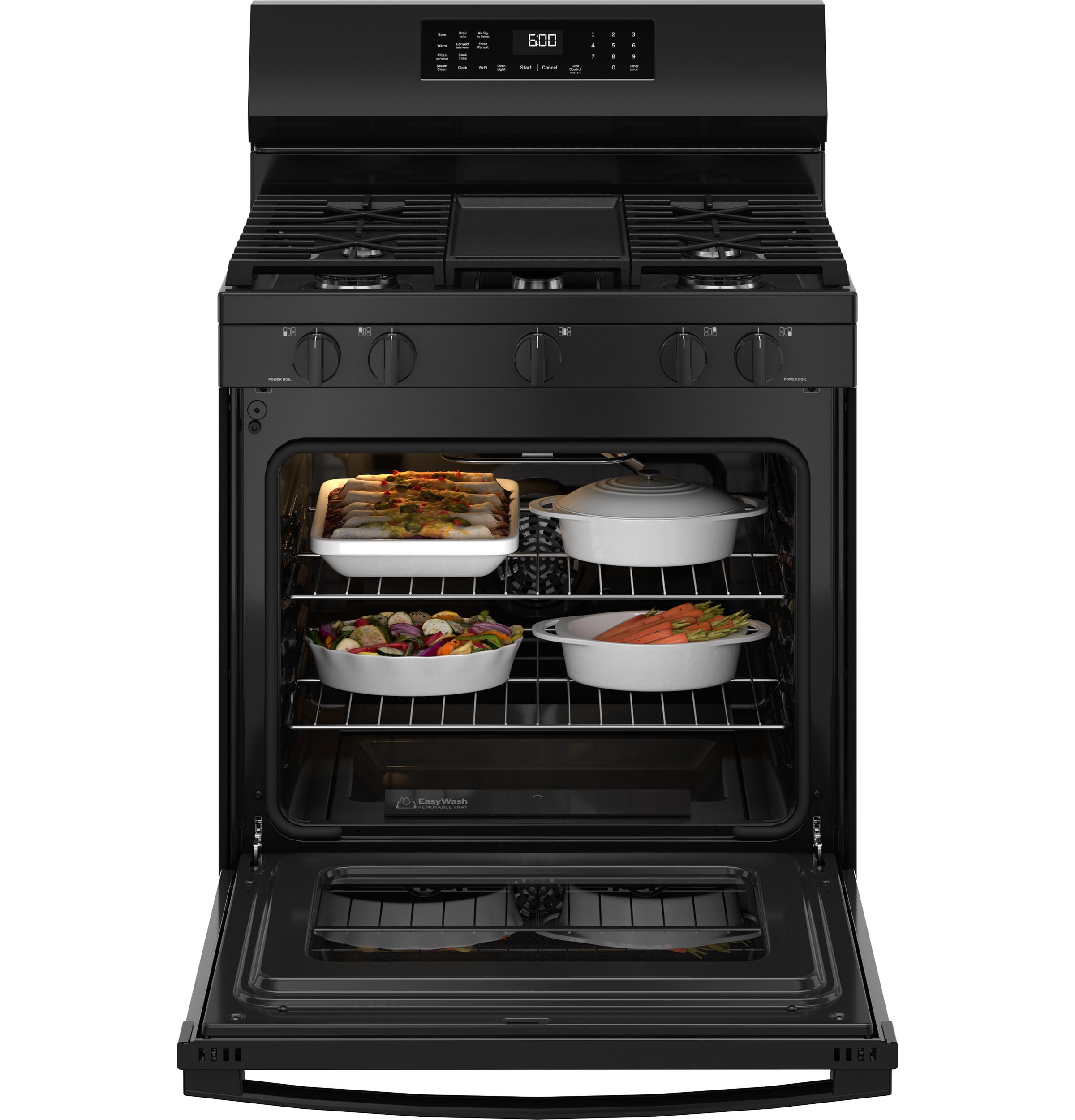 GE® 30" Free-Standing Gas Convection Range with No Preheat Air Fry and EasyWash™ Oven Tray