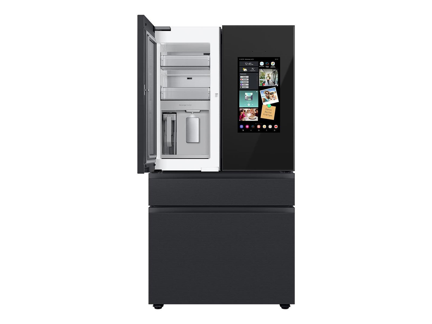Samsung RF23BB89008M Bespoke 4-Door French Door Refrigerator (23 cu. ft.) - with Top Left and Family Hub™ Panel in Charcoal Glass - and Matte Black Steel Middle and Bottom Panels
