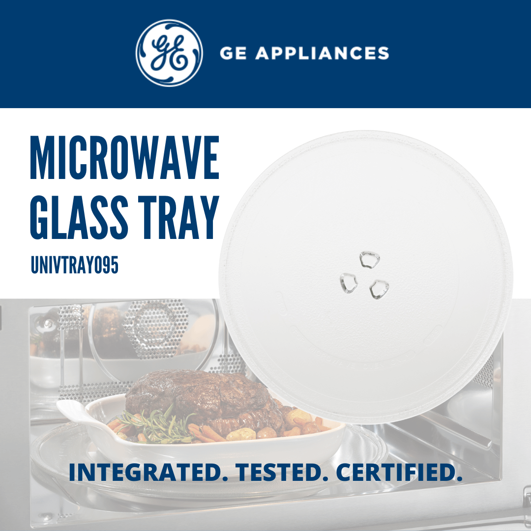 UNIVTRAY095 GE Appliances 9.5 inch Microwave Glass Tray Replacement, UNIVTRAY095