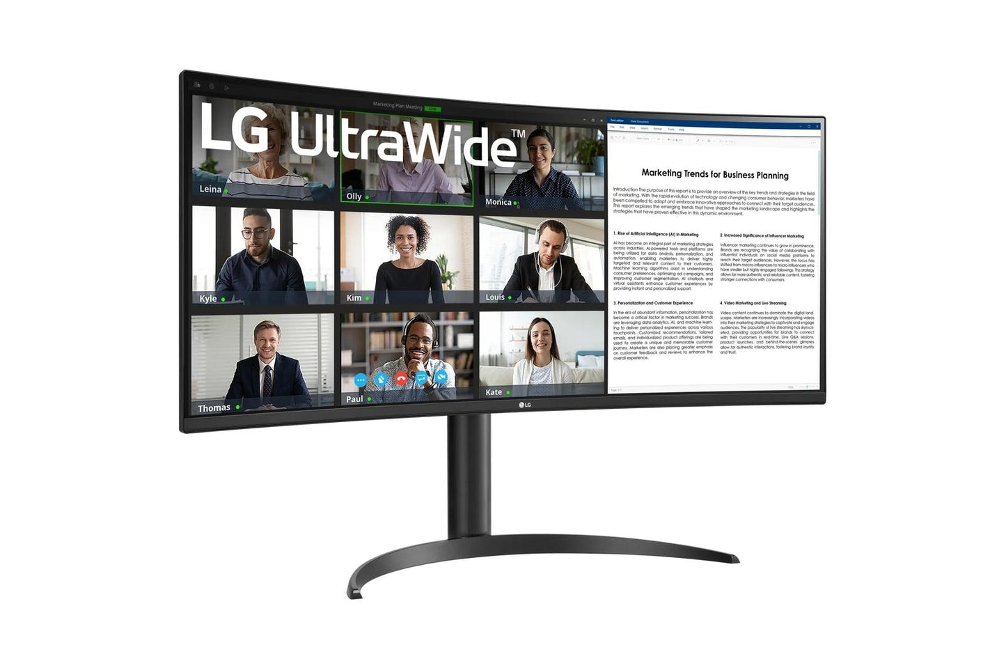 Lg 34WR55QKB 34 Inch UltraWide™ WQHD 1440P HDR 10 100Hz Curved Monitor with USB Type-C