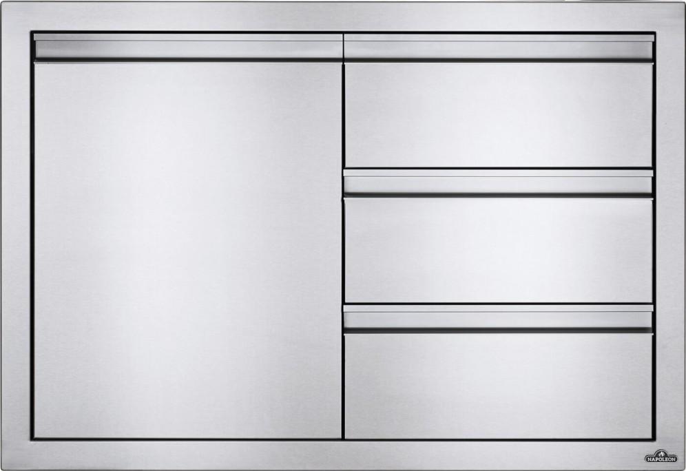 Napoleon Bbq BI36241D3DR 36 x 24 inch Single Door & Triple Drawer Combo and Triple Drawer, Stainless Steel