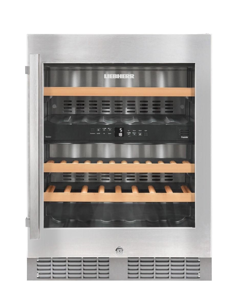 Liebherr WU3400 Undercounter Wine Cabinet, 24", Lock, 2 Zone, Reversible Door
