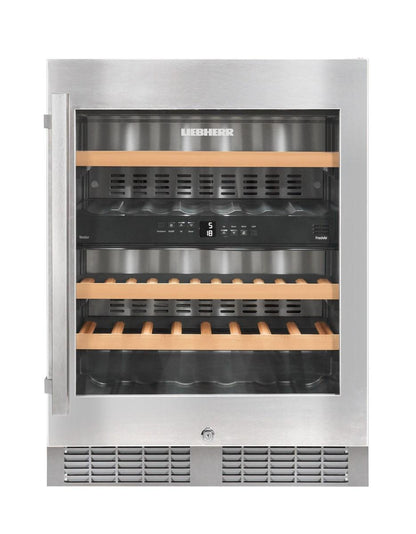 Liebherr WU3400 Undercounter Wine Cabinet, 24", Lock, 2 Zone, Reversible Door