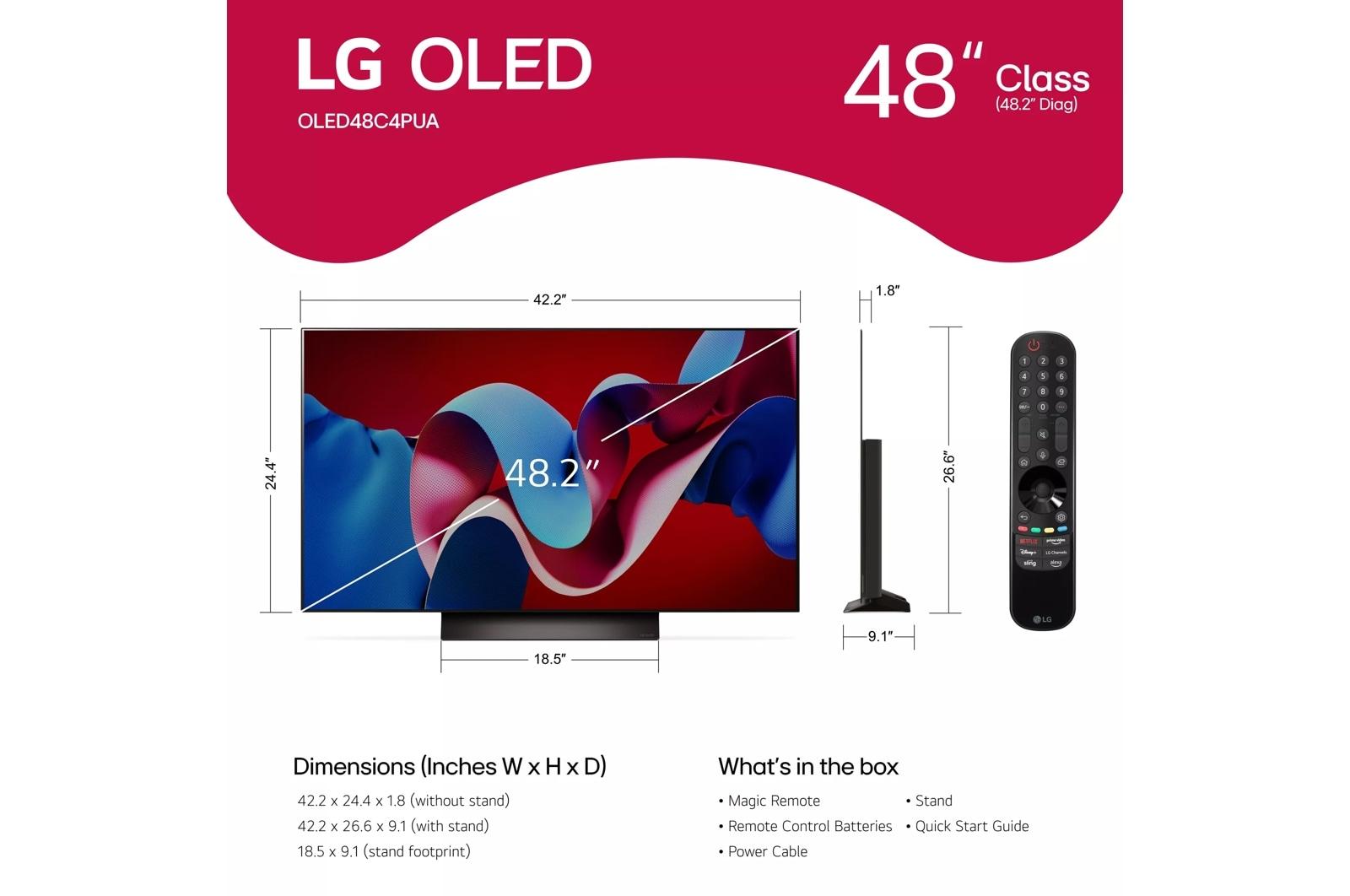 Lg OLED48C4PUA 48 inch Class LG OLED evo C4 4K Smart TV 2024