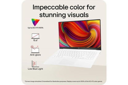 15Z90STGAAW4U1 LG gram SuperSlim 15.6 Inch OLED Thin and Lightweight Laptop, Intel® Evo™ Edition- AI-enabled Intel® Core™ Ultra 5 processor, Windows 11 Home, 16GB RAM, 512GB SSD, White