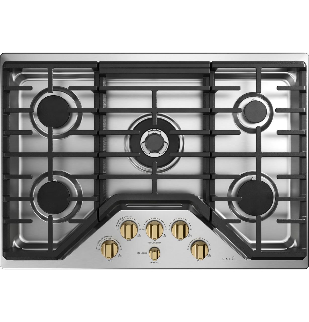 Cafe CXCG1K0PMCG CAF(EBACK)™ 5 Gas Cooktop Knobs - Brushed Brass