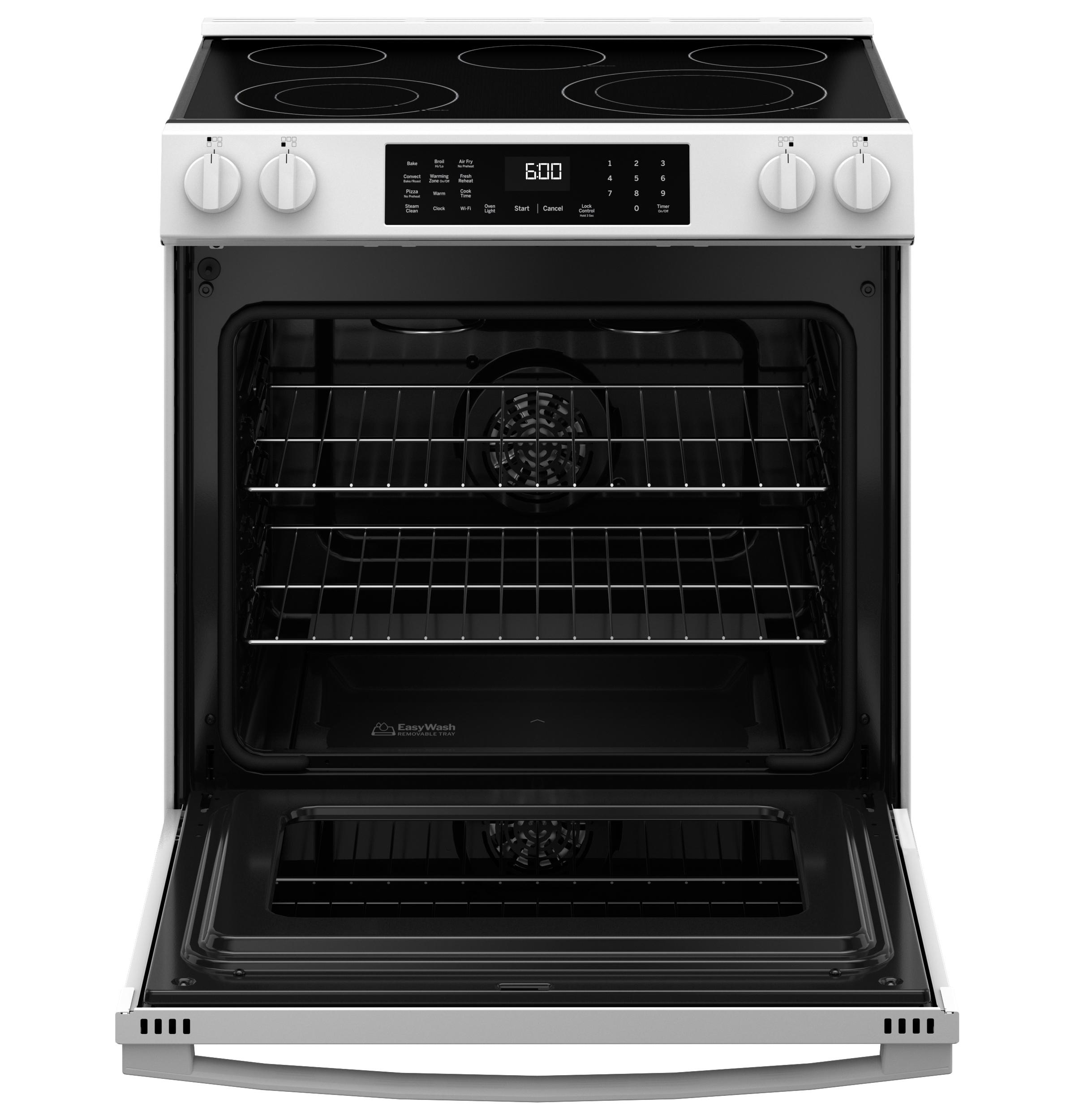 GRS600AVWW GE® 30" Slide-In Electric Convection Range with No Preheat Air Fry and EasyWash™ Oven Tray