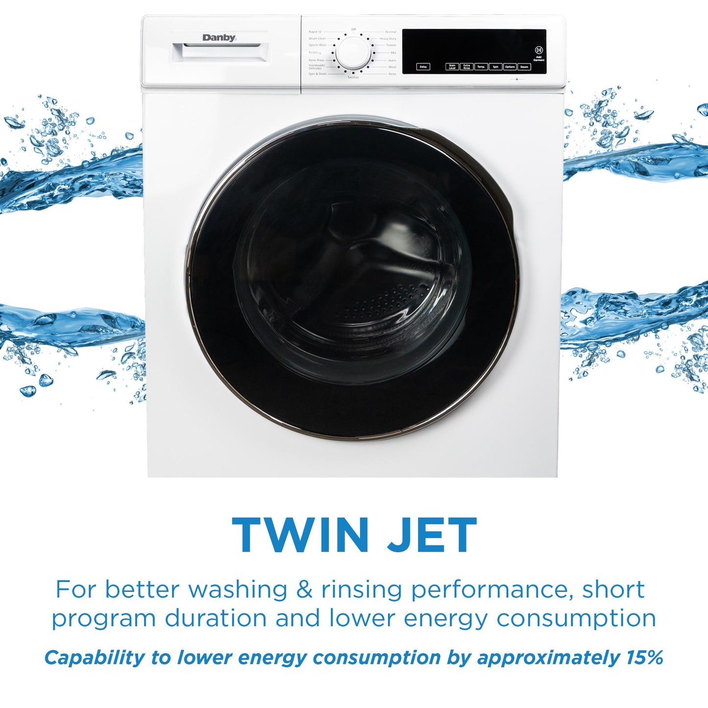 DWM022D3WDB Danby 24" Stackable Front Load Washer with Steam in White