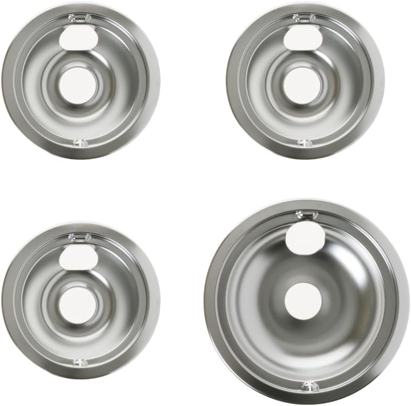 Ge Appliances GE3618CA Range 4-Piece Chrome Drip Pan Set - 4-Pack Includes 3 6" and 1 8" Pans