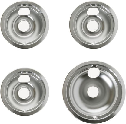 Ge Appliances GE3618CA Range 4-Piece Chrome Drip Pan Set - 4-Pack Includes 3 6" and 1 8" Pans