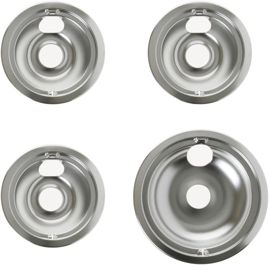 Ge Appliances GE3618CA Range 4-Piece Chrome Drip Pan Set - 4-Pack Includes 3 6" and 1 8" Pans