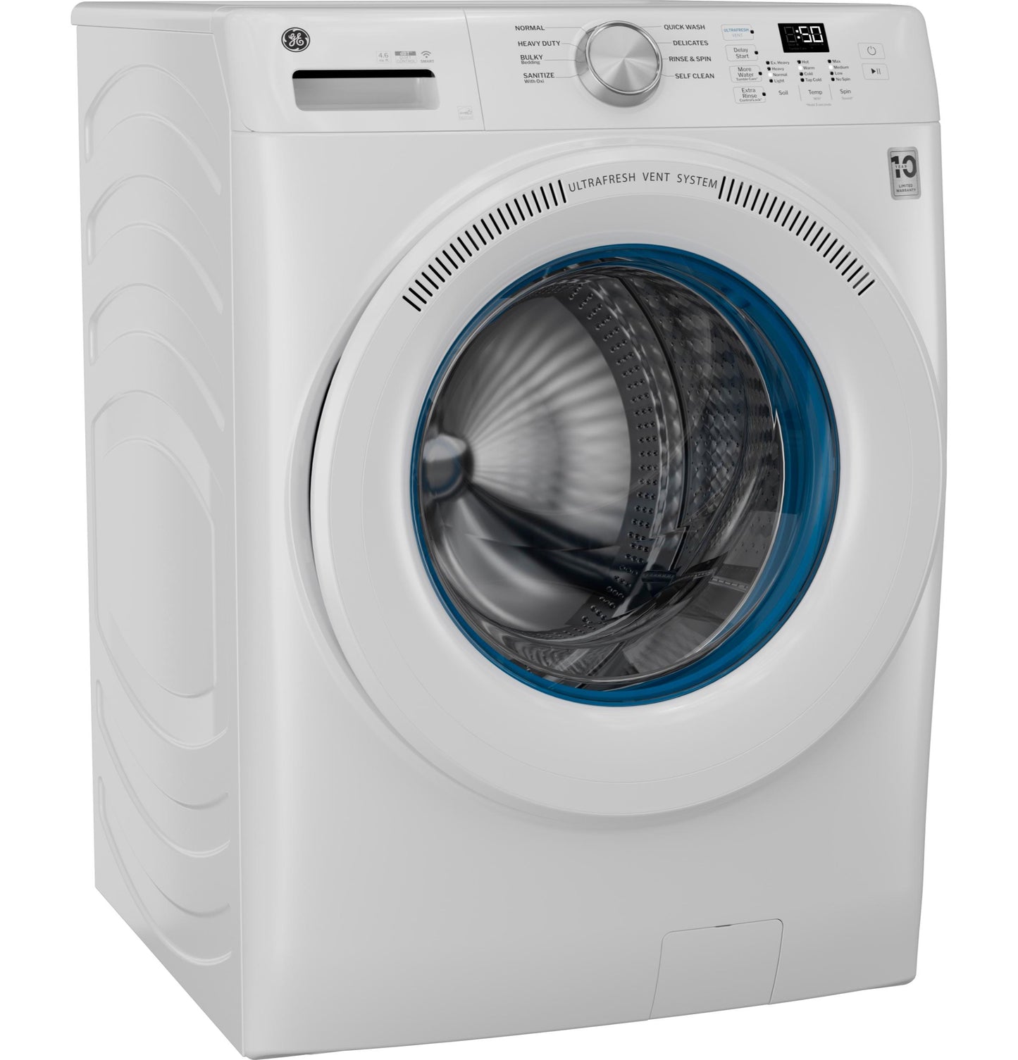 GFW350SSYWW GE® ENERGY STAR® 4.6 cu. ft. Capacity Smart Front Load Washer with UltraFresh Vent System with OdorBlock™