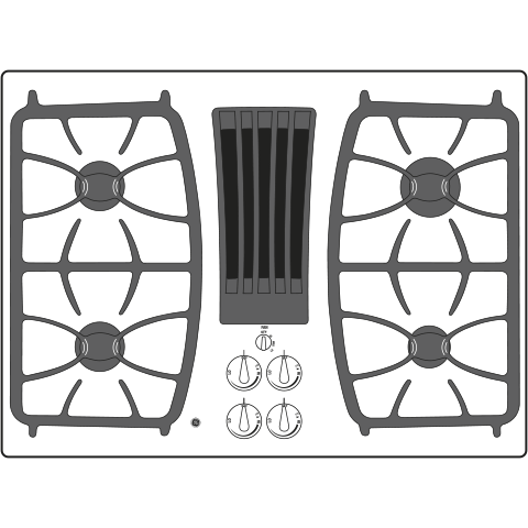 PGP9830DRBB GE Profile™ 30" Built-In Gas Downdraft Cooktop