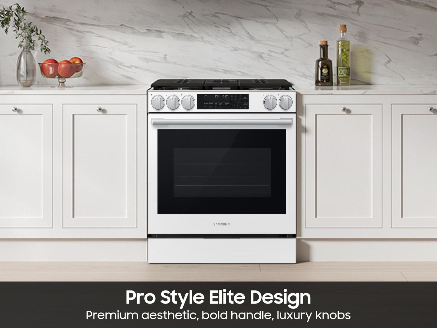 Samsung NSG90H60SW Bespoke Smart Slide-in Gas Range Pro Style Elite Design  Illuminated Knobs  Air Fry Max