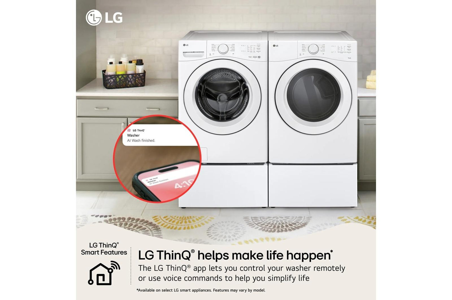 Lg WM3420CW 4.5 cu. ft. Ultra Large Capacity Smart Front Load Washer