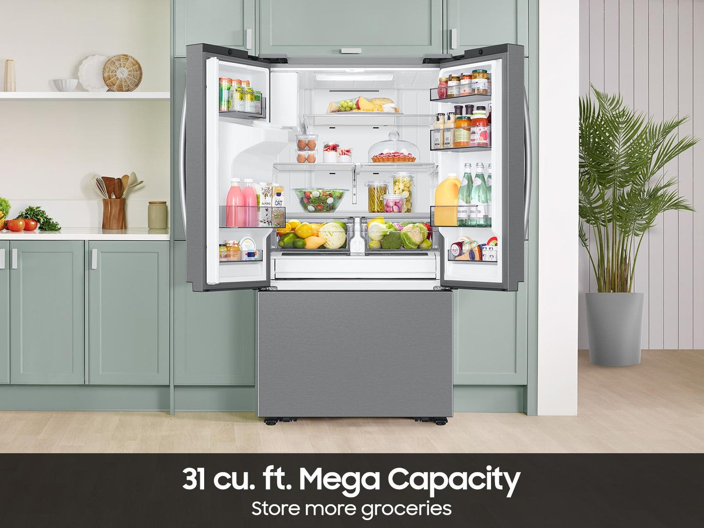 Samsung RF32CG5B30SR Bespoke AI 3-Door French Door Mega Capacity  External Water & Ice Dispenser  31 cu.ft.
