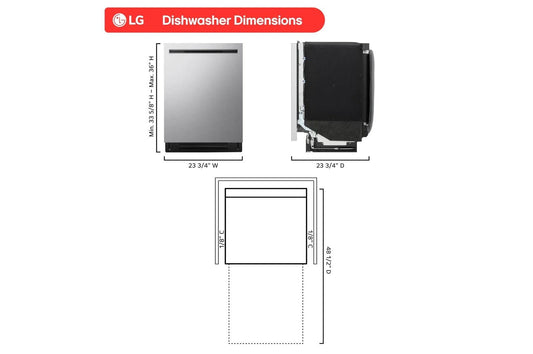 Lg LDNPH753S Smart FlushFit™ Top Control Dishwasher with 1-Hour Wash & Dry, QuadWash® Pro, TrueSteam® and Dynamic Heat Dry™ w/AutoVent Dry™