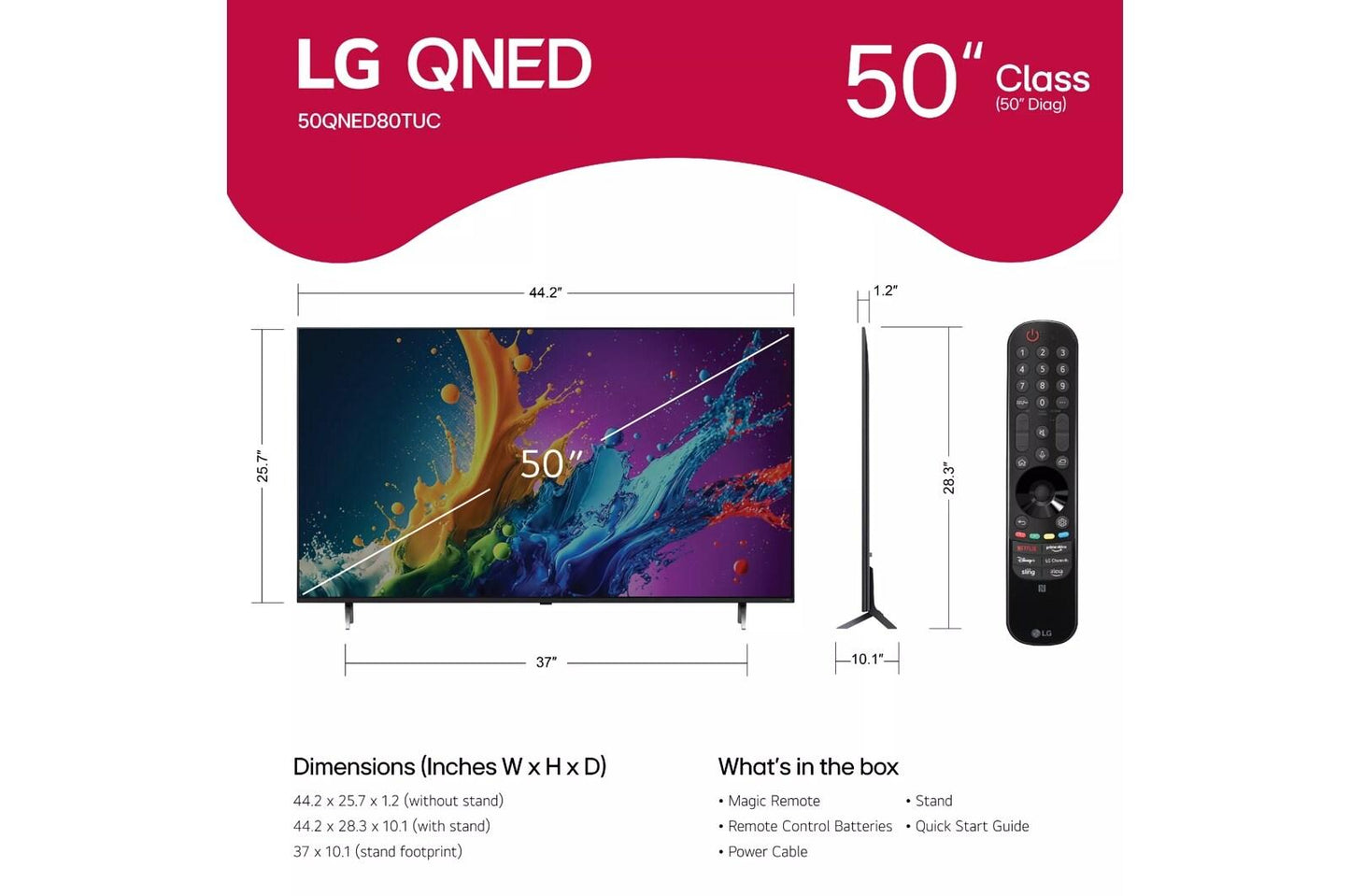 50QNED80TUC LG 50 Inch Class QNED80T Series 4K QNED TV with webOS 24