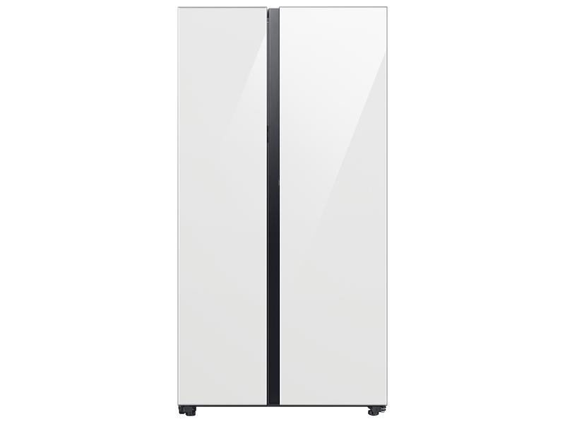 Samsung RS28CB760012AA Bespoke Side-by-Side 28 cu. ft. Refrigerator with Beverage Center™ in White Glass