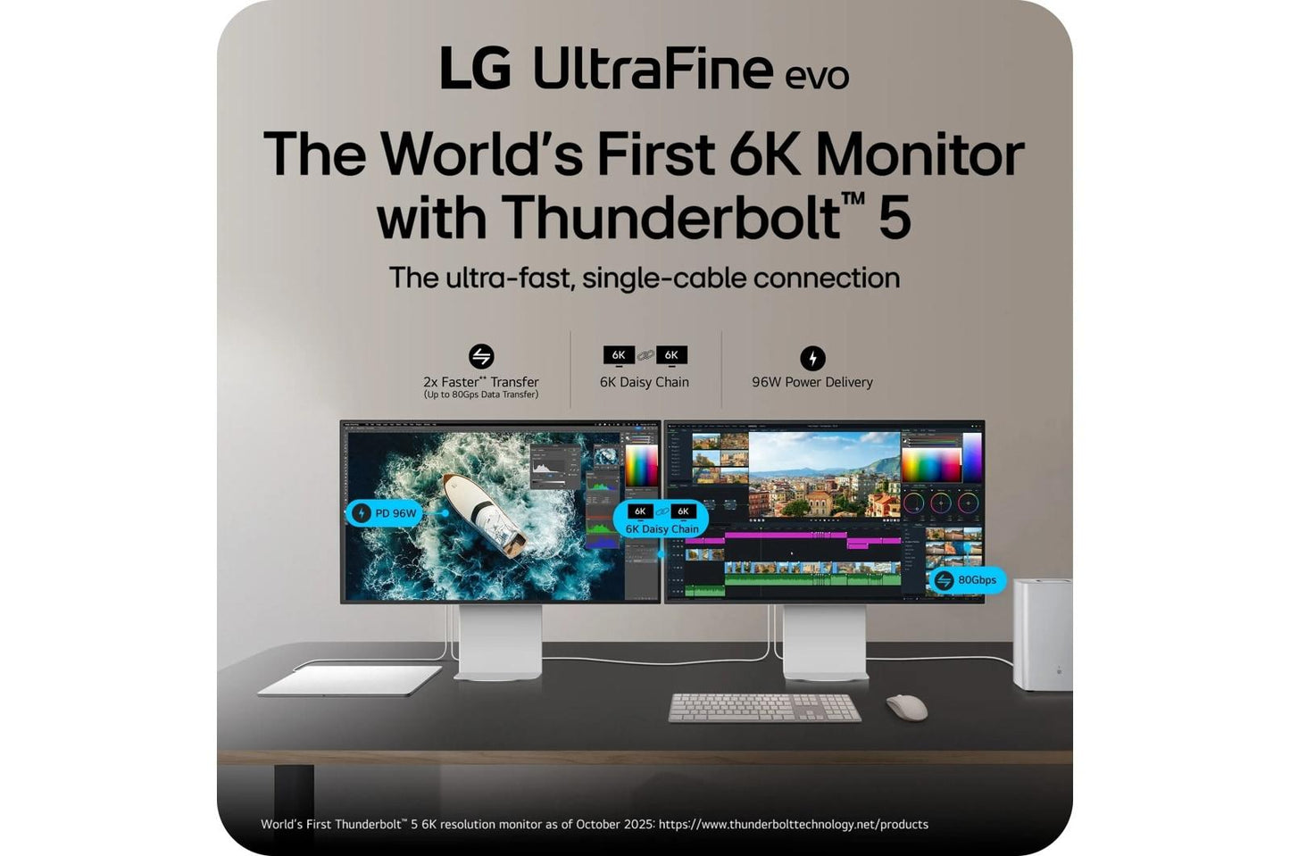Lg 32U990AS 32 Inch UltraFine™evo 6K Nano IPS Black Monitor with Thunderbolt™ 5